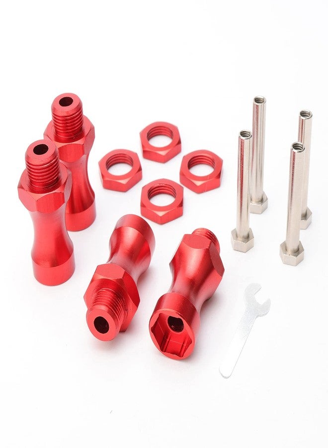 Rchobbytop 4pcs Aluminum 12mm to 17mm Wheel Hex Hub Conversion Adapter for 1/10 RC Buggy SCT Monster Truck Traxxas Redcat Arrma Upgrade Parts, Red - Image 1